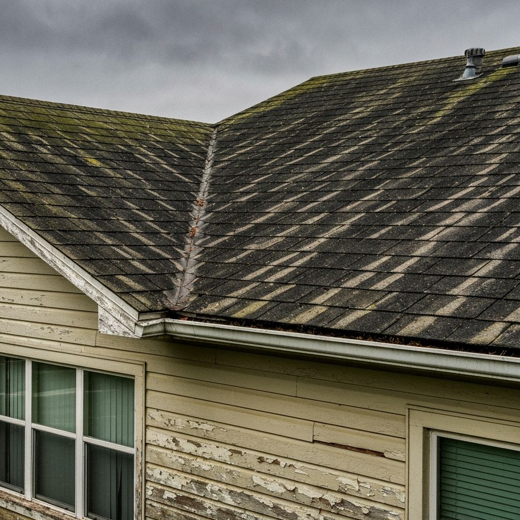 Home exterior with algae, dirt, and staining before soft wash