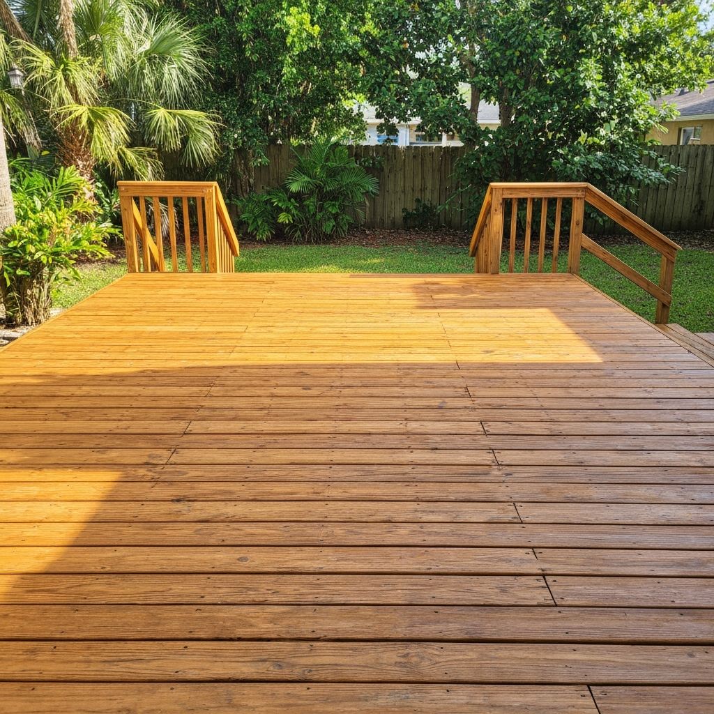 Natural wood deck — pressure cleaned and restored.